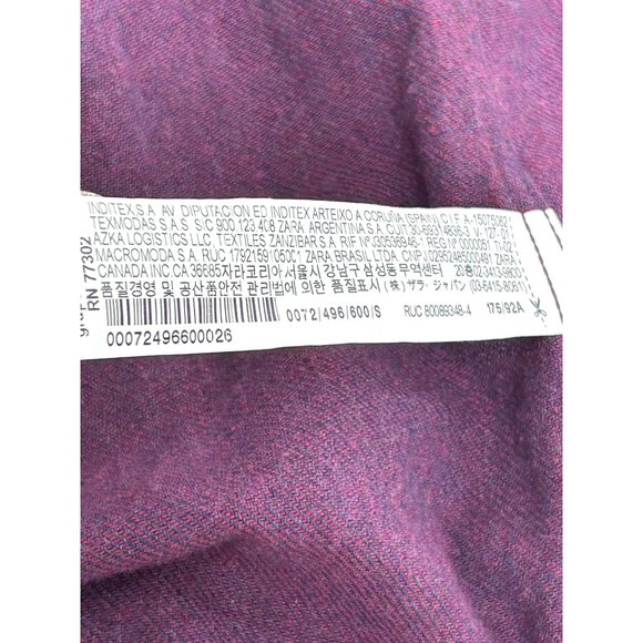 Zara Women’s Shirt Button Down Purple S Long Sleeves Collar Rounded Hem Cotton - Picture 7 of 10